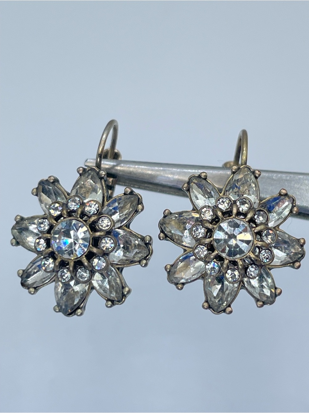 Chloe + Isabelle Mirabelle Crystal Flower Drop Earrings Vintage Glam